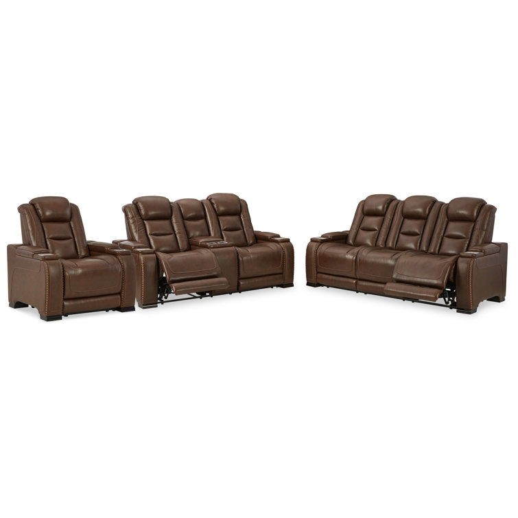 Signature Design by Ashley 3 Piece Leather Match Reclining Living Room